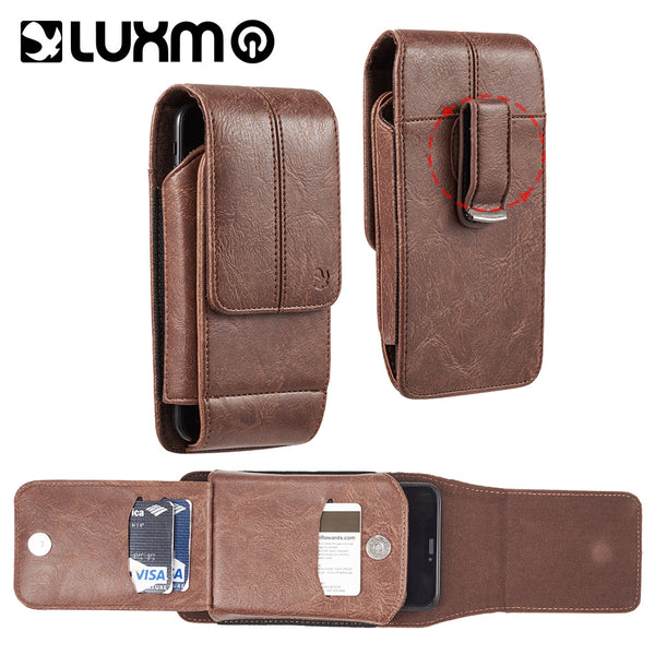 Luxmo Large Size 6.3 inch 6.75 x 3.75 x 0.75 Vertical Universal Pouch - Brown