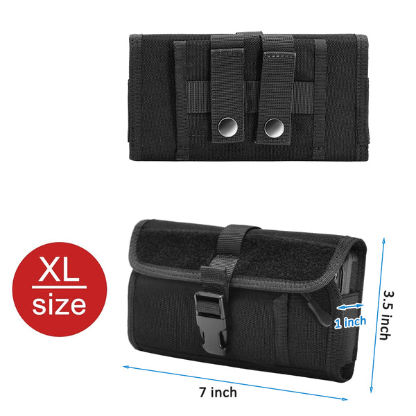 Extra Large OTX Size 7 inch 7 x 4 x 0.75 Tactical Horizontal Universal Nylon Pouch Quick Release Front Buckle 2.25? Belt Loop Molle Strap and Large Front Zipper Compartment – Black