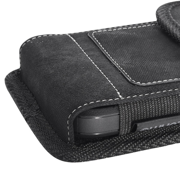 Luxmo #36 Large Size 6.3 Inch 6.75 X 3.75 X 0.75 Horizontal Universal Special Fabric Pouch With Dual Card Slots ?C Black Denim Fabric