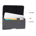 Luxmo Medium Size 5.5 Inch 6.25 x 3.5 x 0.60 Horizontal Universal Pouch With Dual Card Slots - Black Denim Fabric