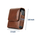 Luxmo Extra Small Size 4 inch 4.5 x 3 x 1 Universal Vertical Leaether Pouch for Flip Devices - Brown