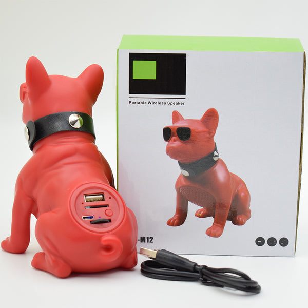 Universal 3D Small Size Bulldog Portable Bluetooth Speaker USB Aux - Red