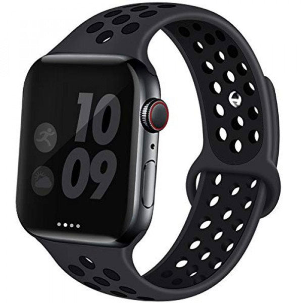 Breathable Sport Watch Band for Apple Watch (Series 8 7 6 SE 5 4 3 2 1) - Black