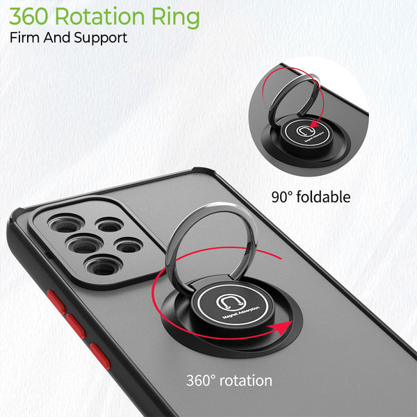 Samsung Galaxy A53 Case Rugged Drop-Proof Ring Holder Stand Kickstand - Black