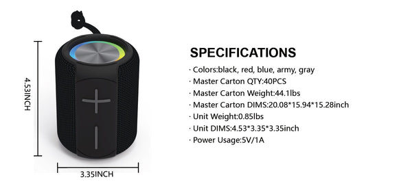 Universal Portable Wireless Bluetooth Speaker Boombox with LED Light Extra Bass Mic USB TWS - Blue