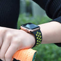 Breathable Sport Watch Band for Apple Watch (Series 8 7 6 SE 5 4 3 2 1) - Black Green
