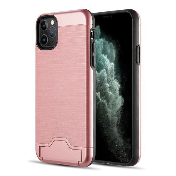 Apple iPhone 11 Pro Max Rugged Drop-Proof with Card Holder - Metallic