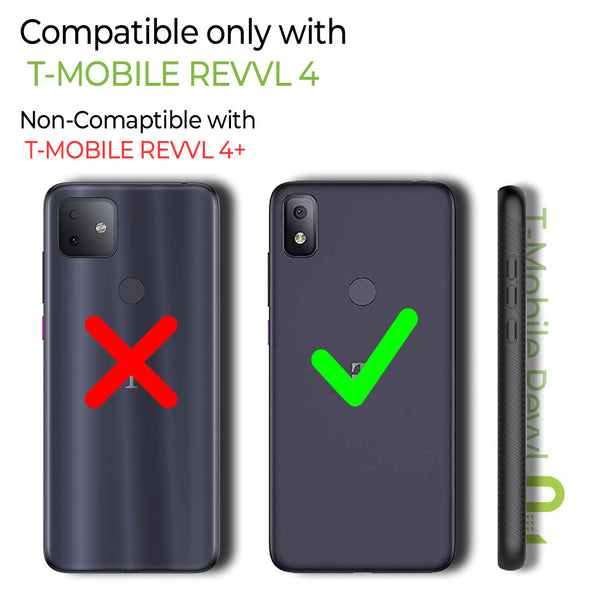 T-Mobile Revvl 4 Case Rugged Drop-Proof - Black, Clear