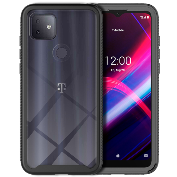 T-Mobile Revvl 4 Plus Hard Rugged Case - Black, Clear