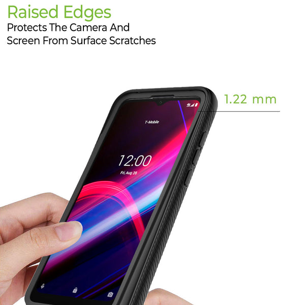 T-Mobile Revvl 4 Plus Case Rugged Drop-Proof - Black, Clear