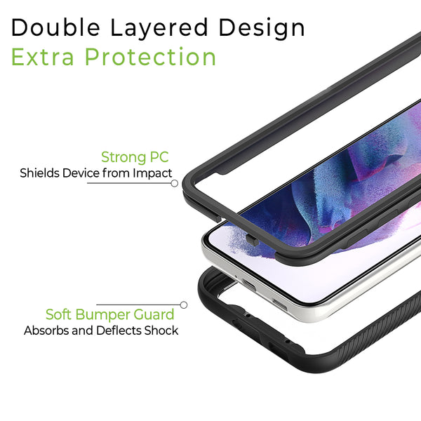 Samsung Galaxy S22 Case Rugged Drop-Proof - Black, Clear