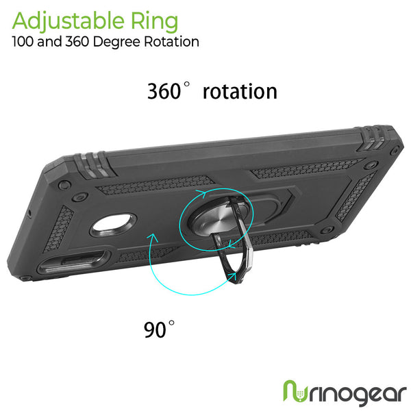 Samsung Galaxy A20/A30/A50 Case Rugged Drop-Proof Heavy Duty Ring Holder Stand Kickstand - Black