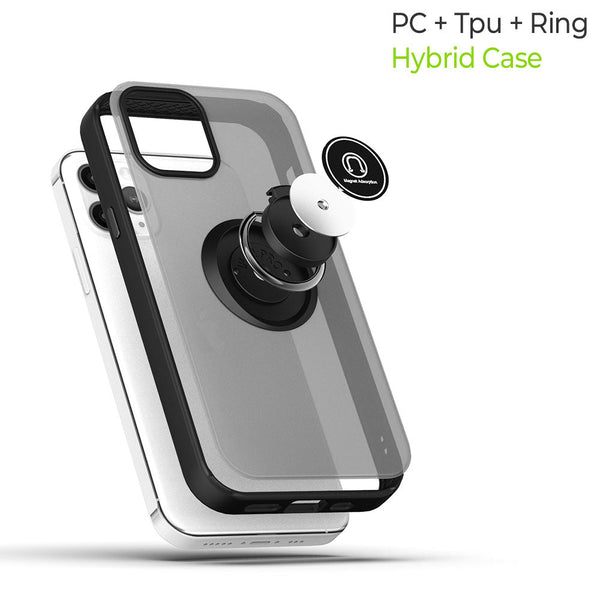 Samsung Galaxy A22 Case Rugged Drop-Proof Ring Holder Stand Kickstand - Black