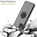 Samsung Galaxy A22 Case Rugged Drop-Proof Ring Holder Stand Kickstand - Black