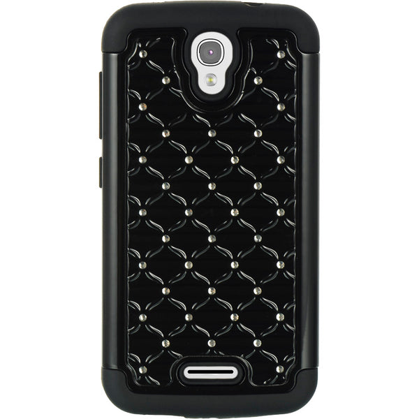 Alcatel One Touch Pop Astro Case Rugged Drop-Proof Studded Diamond Black