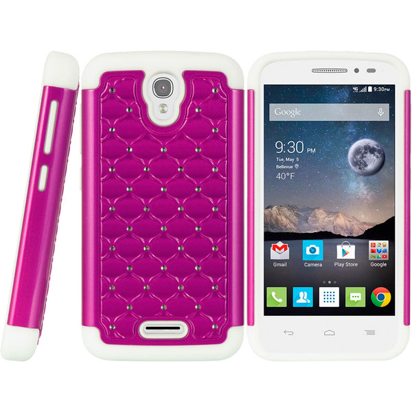 Alcatel One Touch Pop Astro Case Rugged Drop-proof Studded Diamond White