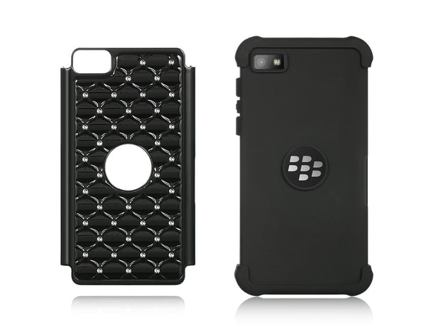 BlackBerry Z10 Case Rugged Drop-Proof Studded Diamond Black
