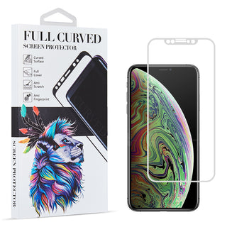 Full Cover Soft Pet Flexible Screen Protector with Silk Print Curved Edge for Apple iPhone XS / X - White