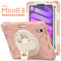 Apple iPad Mini 6 Rugged Drop-Proof Heavy Duty with Rotatable Hand Strap, Kickstand, Screen Protection & Shoulder Strap - Pink