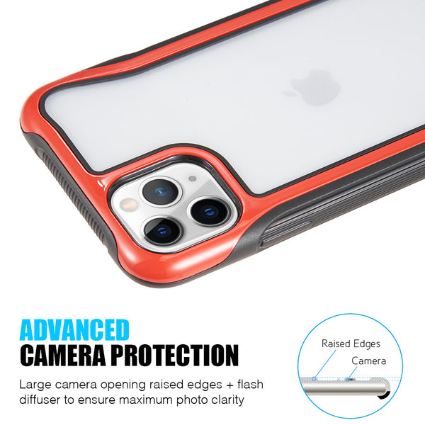 Apple iPhone 11 Pro Max Case Rugged Drop-Proof Transparent Drop-Proof Protection - Red