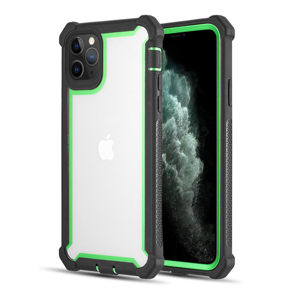 Apple iPhone 11 Pro Max Case Rugged Drop-proof Heavy Duty with Extra Impact Absorption Corner Protection - Black / Green