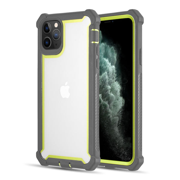 Apple iPhone 11 Pro Max Case Rugged Drop-proof Heavy Duty with Extra Impact Absorption Corner Protection - Grey / Yellow