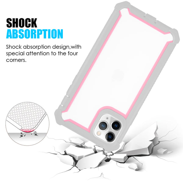 Apple iPhone 11 Pro Max Case Rugged Drop-Proof Heavy Duty with Extra Impact Absorption Corner Protection - White / Pink