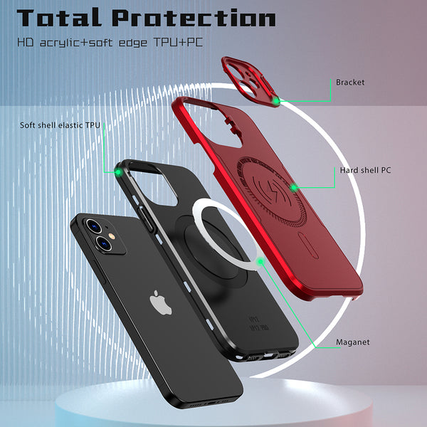 Case for Apple iPhone 12 (6.1") Bolt MagSafe Collection Thick Protective with Full Camera Protection and Stand - Red