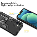 Apple iPhone 12 Case Rugged Drop-Proof Mech Design with Impact Absorption & Magnetic Kickstand - Black