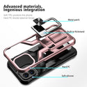 Apple iPhone 12 Case Rugged Drop-Proof Mech Design with Impact Absorption & Magnetic Kickstand - Rose Gold