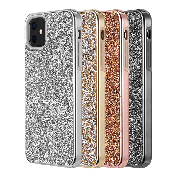 Apple iPhone 12 Mini Case Rugged Drop-Proof Diamond Platinum Bumper with Electroplated Frame - Gold