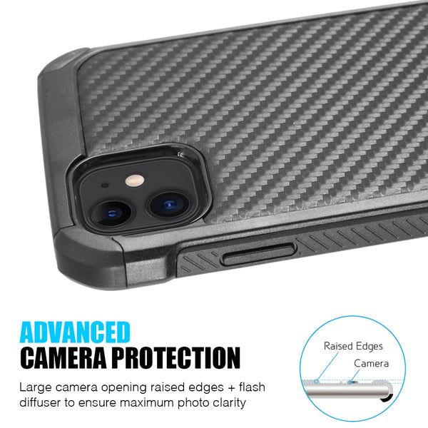 Apple iPhone 12 Mini Case Rugged Drop-Proof Heavy Duty TPU with Carbon Fiber Finish - Black