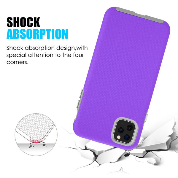 Apple iPhone 12, iPhone 12 Pro Case Rugged Drop-Proof Anti-Slip Grip Texture - Purple
