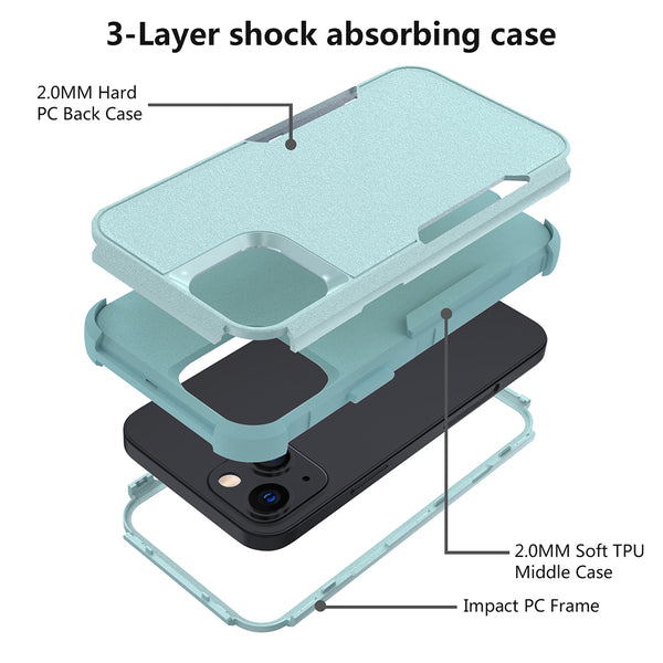 Apple iPhone 13 Case Rugged Drop-Proof Heavy Duty TPU with Extra Impact Absorption Corner Protection - Blue / Blue