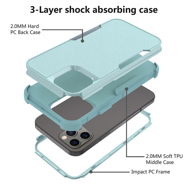 Apple iPhone 13 Pro Case Rugged Drop-Proof Heavy Duty TPU with Extra Impact Absorption Corner Protection - Blue / Blue