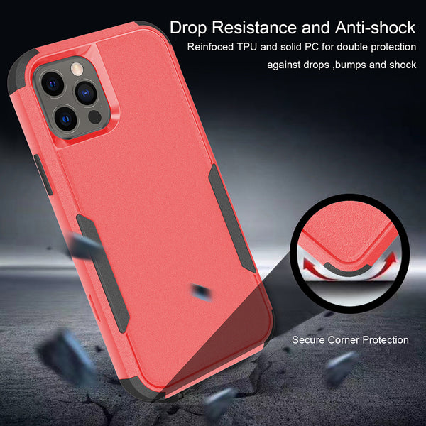 Apple iPhone 13 Pro Case Rugged Drop-Proof Heavy Duty TPU with Extra Impact Absorption Corner Protection - Red / Black