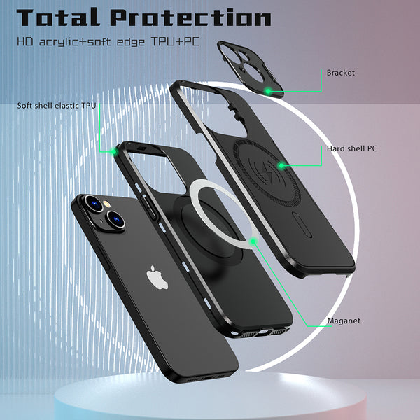 Case for Apple iPhone 15 (6.1") Bolt MagSafe Collection Thick Protective with Full Camera Protection and Stand - Black