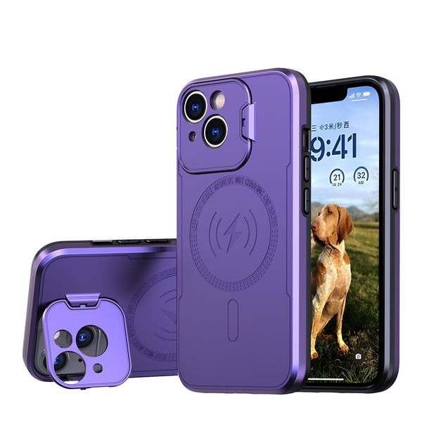Case for Apple iPhone 14 (6.1") / Apple iPhone 13 (6.1") Bolt MagSafe Collection Thick Protective with Full Camera Protection and Stand - Purple