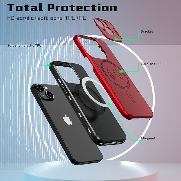 Case for Apple iPhone 15 (6.1") Bolt MagSafe Collection Thick Protective with Full Camera Protection and Stand - Red