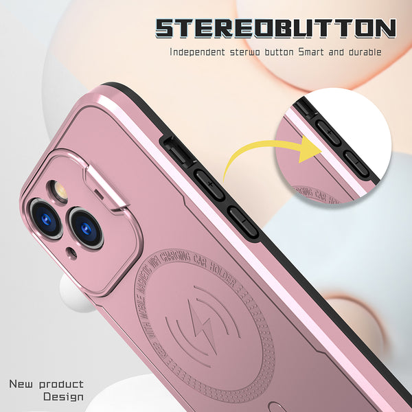 Case for Apple iPhone 14 (6.1") / Apple iPhone 13 (6.1") Bolt MagSafe Collection Thick Protective with Full Camera Protection and Stand - Rose Gold