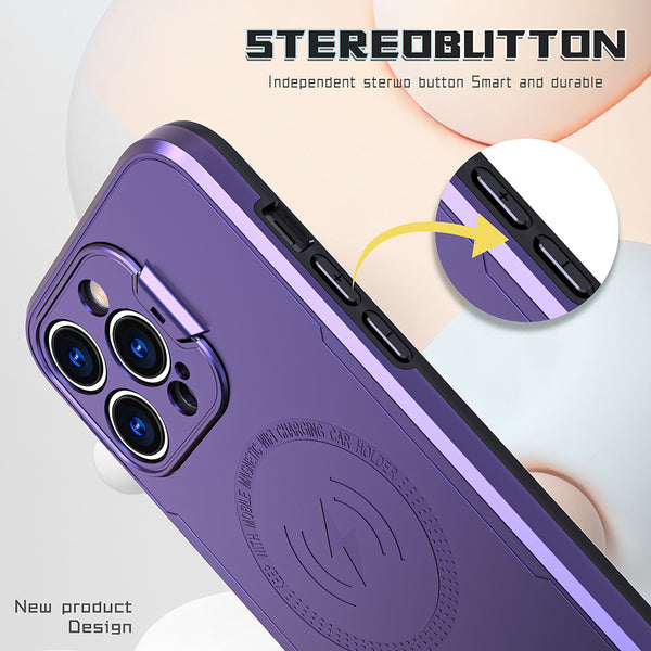 Case for Apple iPhone 15 Pro Max (6.7") Bolt MagSafe Collection Thick Protective with Full Camera Protection and Stand - Purple