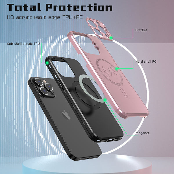 Case for Apple iPhone 15 Pro (6.1") Bolt MagSafe Collection Thick Protective with Full Camera Protection and Stand - Rose Gold