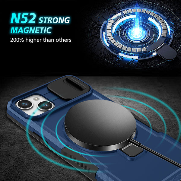 Case For iPhone 15 Plus/14 Plus Guardian - Navy, Compatible with Magsafe, Heavy Duty, Magnetic Kickstand, Camera Protection