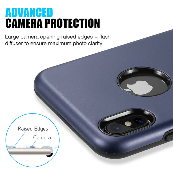 Apple iPhone XS Max Case Rugged Drop-Proof Heavy Duty TPU Smooth Finish with Raised Camera Opening - Navy Blue