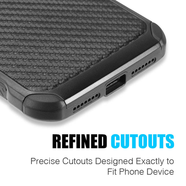 Apple iPhone XS Max Case Rugged Drop-Proof Heavy Duty TPU Carbon Fiber Finish - Black