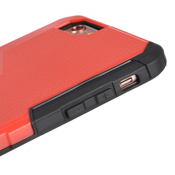 Apple iPhone 6, iPhone 6S Case Rugged Drop-Proof Sport Heavy Duty Black TPU + Red Back Plate