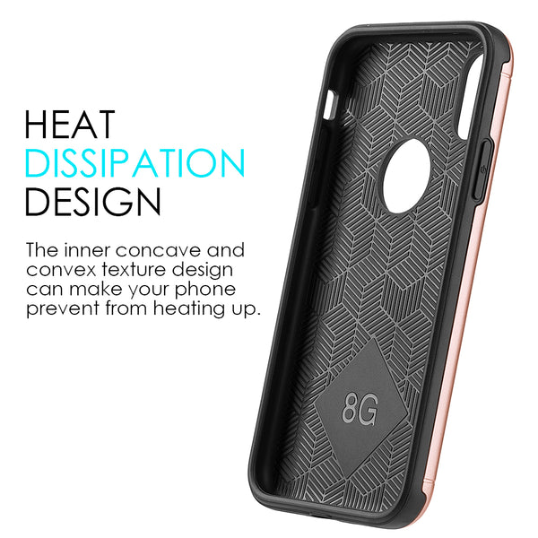 Apple iPhone XS, iPhone X Case Rugged Drop-Proof Heavy Duty Smooth Carbon - Rose Gold