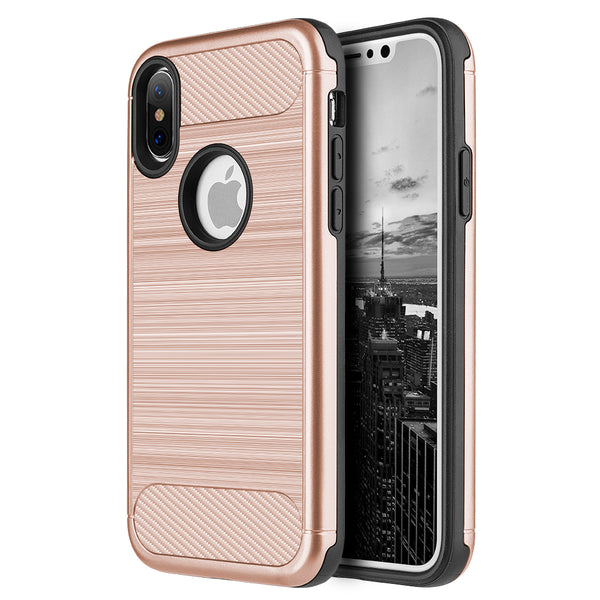 Apple iPhone XS, iPhone X Case Rugged Drop-proof Heavy Duty Smooth Carbon - Rose Gold