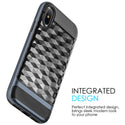 Apple iPhone XS, iPhone X Case Rugged Drop-Proof Diamond Wave TPU with Color Frame Heavy Duty Protection - Navy Blue