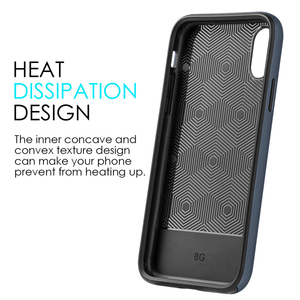 Apple iPhone XS, iPhone X Case Rugged Drop-Proof Diamond Wave TPU with Color Frame Heavy Duty Protection - Navy Blue
